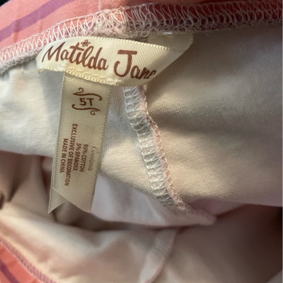 Matilda Jane Pink Striped Shorts with Blue Ruffles size 5T - Picture 4 of 4